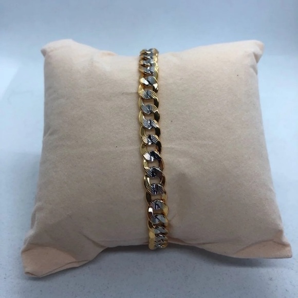 18k Yellow Gold Two-Tone Bracelet w/ Titanium 6mm - Picture 2 of 4